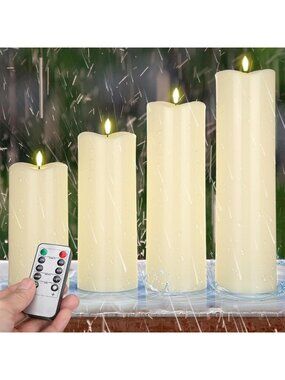Set of 4 Flameless Ivory White Candles - 8", 10", 12", 14" Classic Home Decor